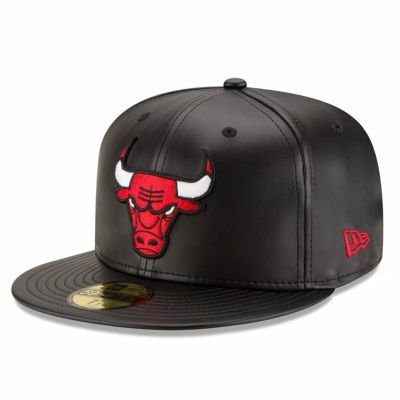 NBA シカゴ・ブルズ キャップ Faux Leather レザー 59FIFTY Fitted Hat ニューエラ/New Era ブラック