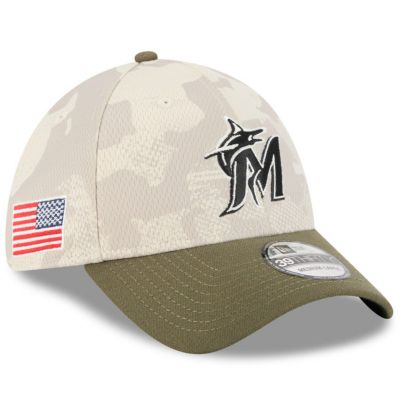 MLB マーリンズ キャップ 【海外モデル】アームドフォーシズデー2025 39THIRTY Flex ニューエラ/New Era ベージュ