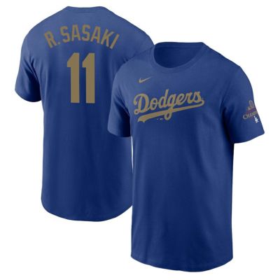 MLB 佐々木朗希 ドジャース Tシャツ 【海外モデル】2025 ゴールドコレクション ネーム＆ナンバー T-Shirt ナイキ/Nike ロイヤル