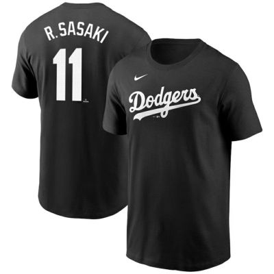 MLB 佐々木朗希 ドジャース Tシャツ 【海外モデル】2025 ネーム＆ナンバー T-Shirt ナイキ/Nike ブラック