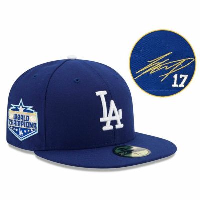 MLB 大谷翔平 ドジャース キャップ 【海外買付】2020ワールドシリーズ Side Patch 59FIFTY サイン刺繍 ニューエラ/New Era ロイヤル