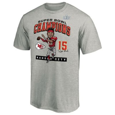 NFL チーフス Tシャツ 第54回スーパーボウル 優勝記念 Play Action Caricature T-Shirt Fanatics Branded グレー【OCSL】