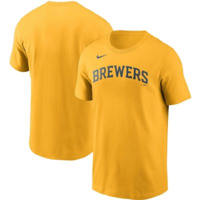 MLB ミルウォーキー・ブリュワーズ Tシャツ チーム ワードマーク ナイキ/Nike ゴールド【OCSL】