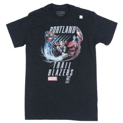 NBA ポートランド・トレイルブレイザーズ Tシャツ アベンジャーズ Marvel ブラック【OCSL】